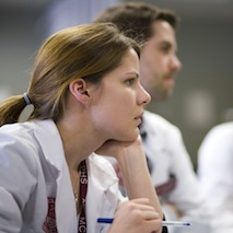 closeup of students in class